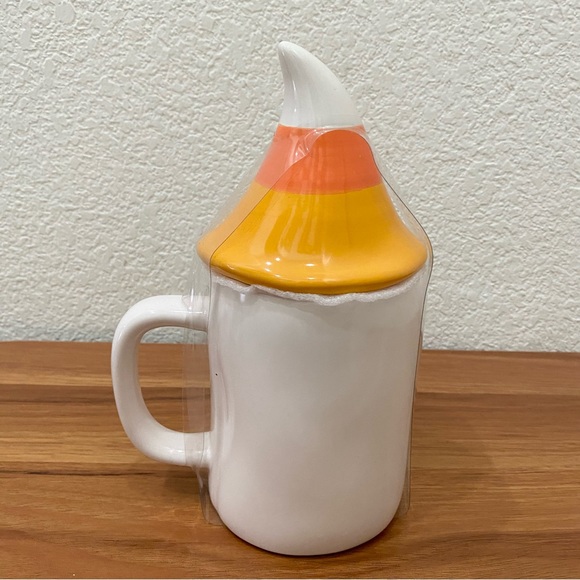 RAE DUNN Candy Corn Topper Gnome Ceramic Halloween Mug - Picture 3 of 11